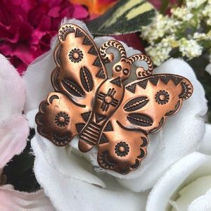 Vintage native butterfly pin/copper/handmade